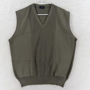 COMO SPORT Sweater Vest Mens XL Green Merino Wool Silk V Neck Knit Made Italy